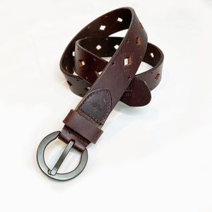 Brown Leather Die Cut Belt